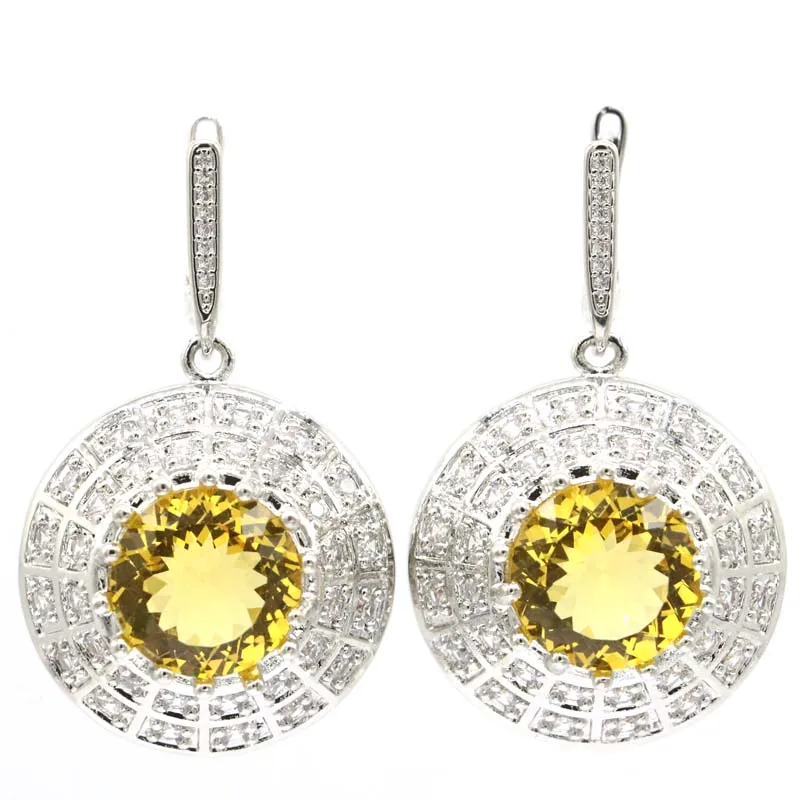 

Buy 3 get 1 fr46x26mm 11g Stunning Big Size Golden Citrine Pink Raspberry Rhodolite Garnet CZ Daily Wear Females Silver Earrings