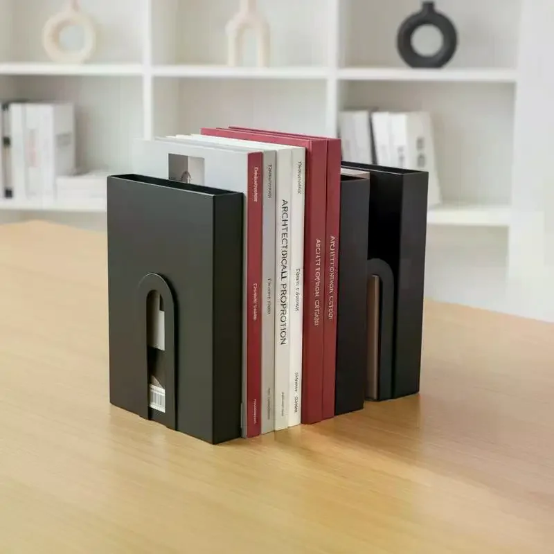 Quality 1 Pair L-shaped Iron Bookends Artistic Statement Piece for Home and Office