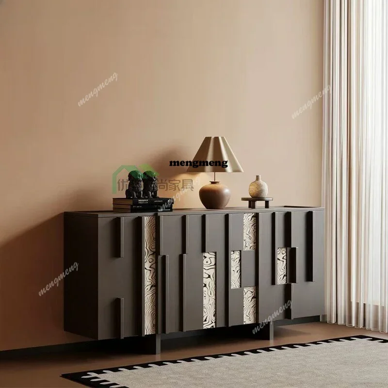 Y136 Retro open lacquered solid wood French engraved porch cabinet Classic side cabinet Locker Villa can be customized