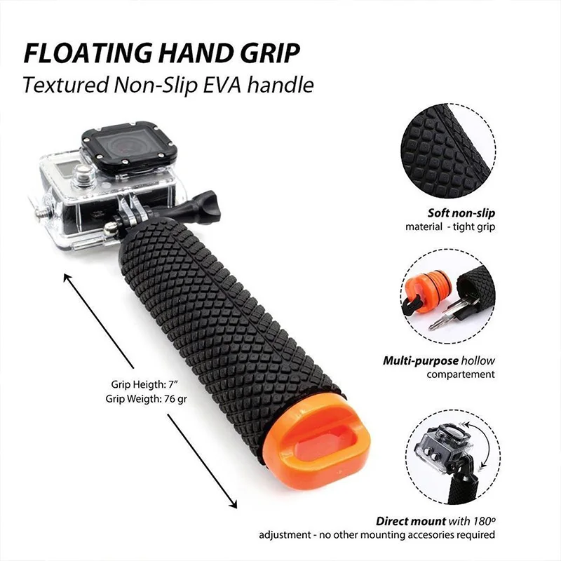 HONGDAK Floating Hand Grip for GoPro,Underwater GoPro Hand Stick Monopod Pole for Go Pro Hero 11/10/9/8/7/6/5 Camera Accessories