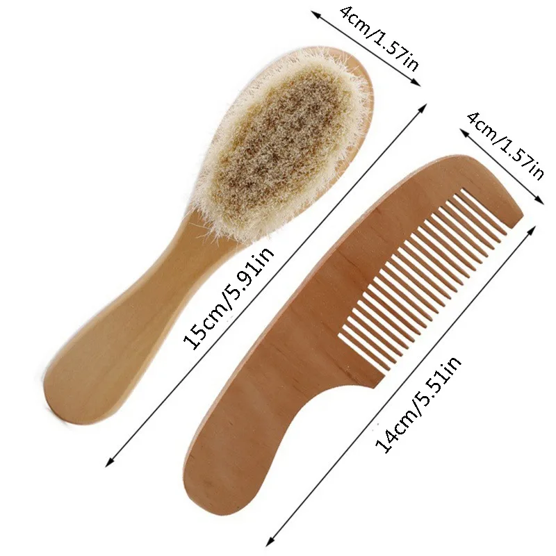 2pcs/Set Baby Hair Brush And Comb Set for Newborn Wood Comb For Hair Massage Bath Shower Mini Baby Brush Kids Pocket HairBrush