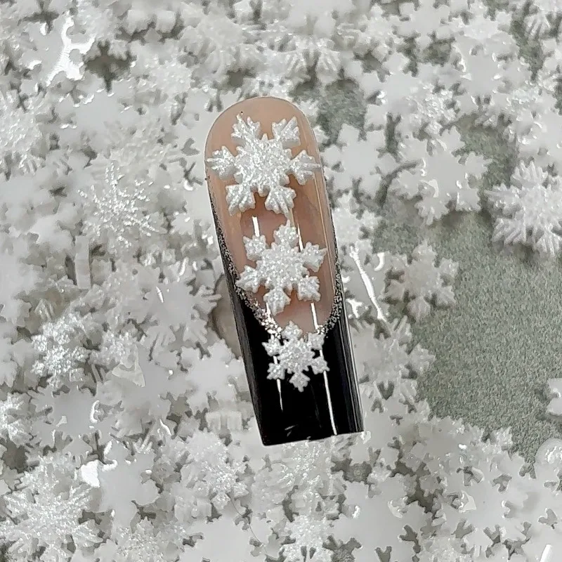 100pcs Resin mini Cute Mini White Christmas Snowflakes Nail Art Flatback Rhinestone DIY Christmas Scrapbook Crafts