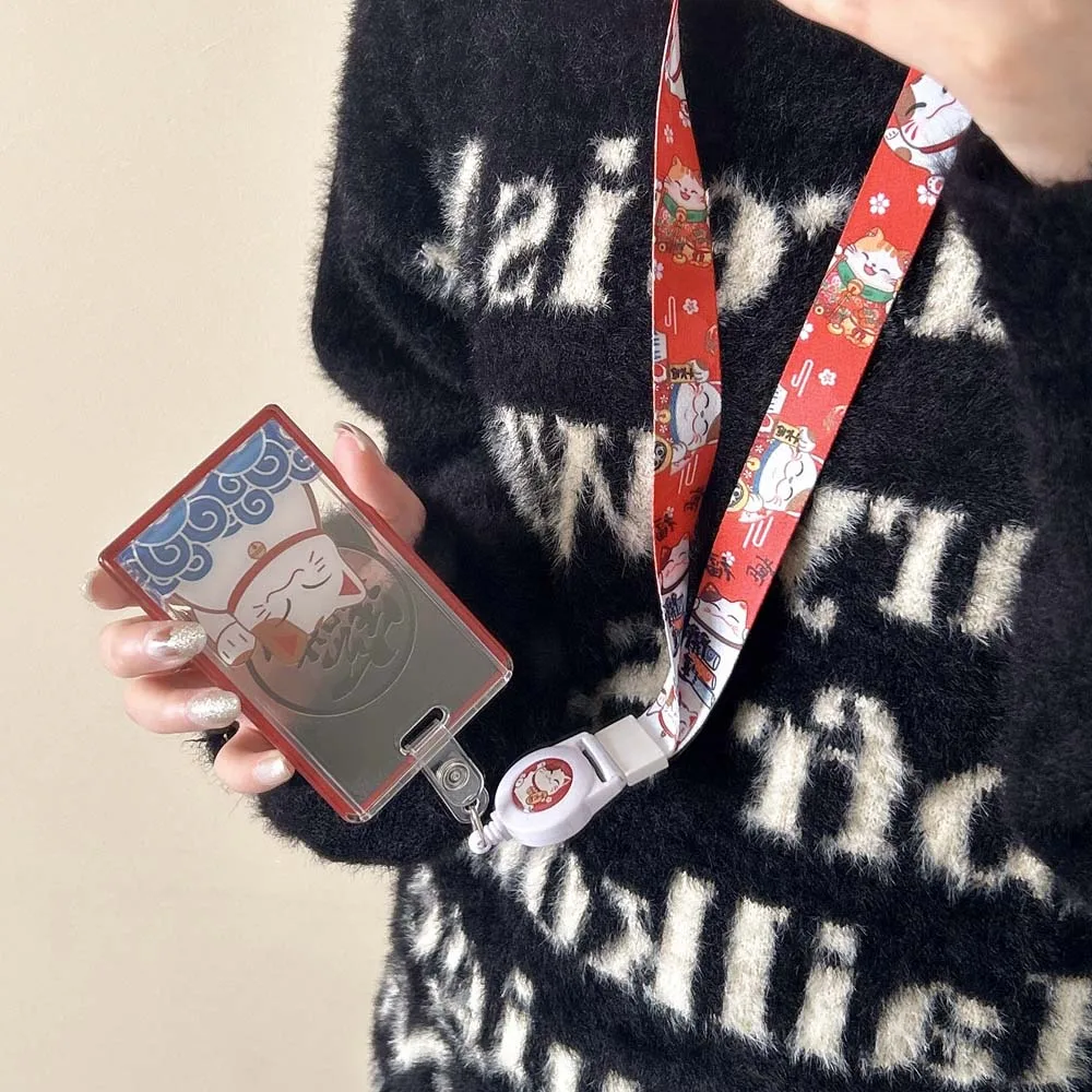 

Длинная веревка Maneki Neko Держатель для карт Maneki Neko Мультяшный чехол для карт Студенческий Lucky Cat Обложка для карт Подвеска Японский Lucky Cat