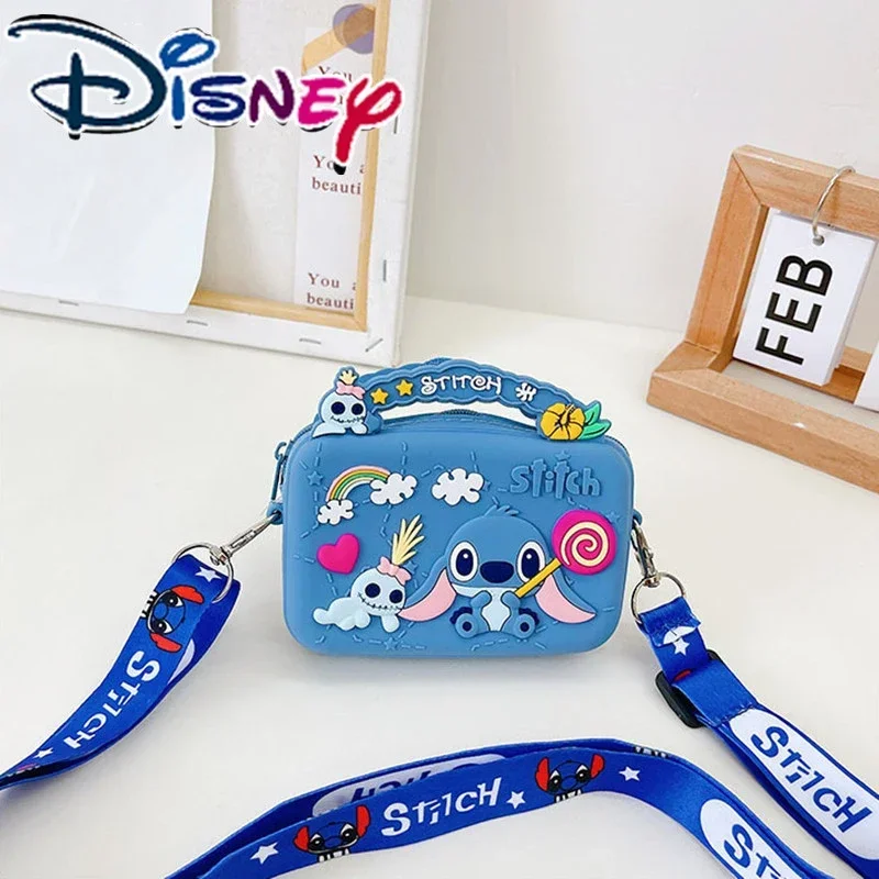 Disney Lilo & Stitch Cartoon Shoulder Bag Anime Figures Stitch Silica Gel Messenger Bags for Boys Girls Mini Bag Kids Gifts