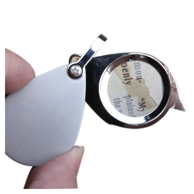 30mm 3X Pocket Folding Magnifier Reading Magnifying Glass Loupe With Key Chain Silver