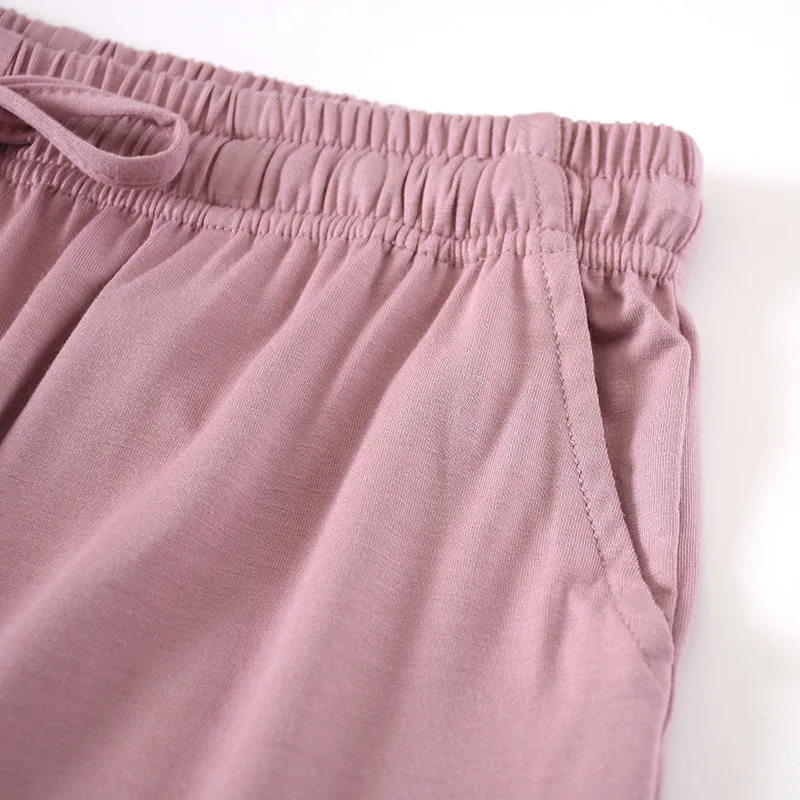 Krótkie spodnie do spania dla kobiet letnie luźne dopasowanie Homewear modalne szczupłe na co dzień Capris elastyczne szorty oversize z wysokim stanem
