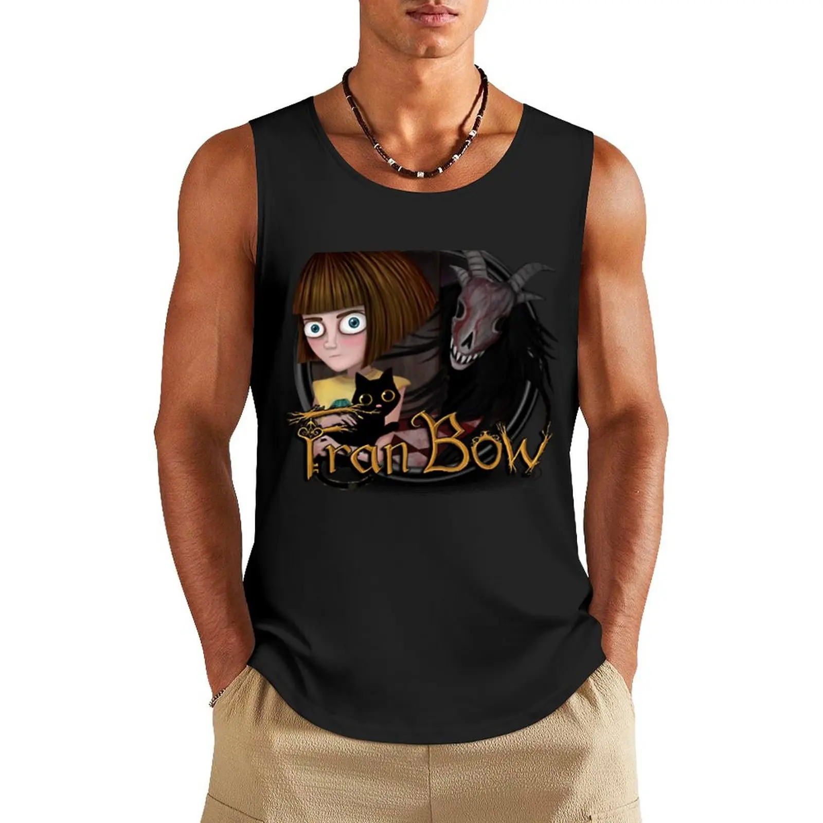 

fran bow (2) Tank Top Short sleeve summer Men's tops cotton t-shirts man gym