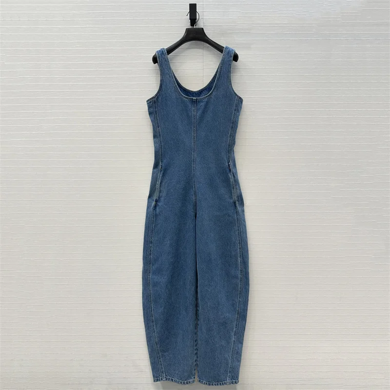 Women's jumpsuit 2026 Spring new retro washed women's jeans cotton straight leg pants Denim pants women's pants Bodysuit women