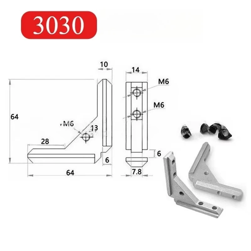 2020 3030 4040 Aluminum Profile Corner Bracket, Universal Angle Connector, Groove Fixing Hardware for Panel & Door Frame view 3