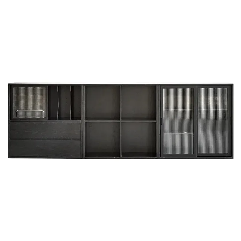 Simple solid wood dining side cabinet small apartment living room locker storage bookcase module combination cabinet