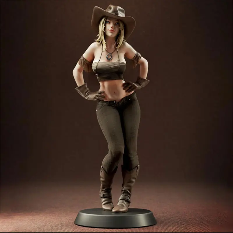 

1/24 1/18 Resin Model Kit Pretty Cowboy Girl Figurine Unpainted No Color RW-1403