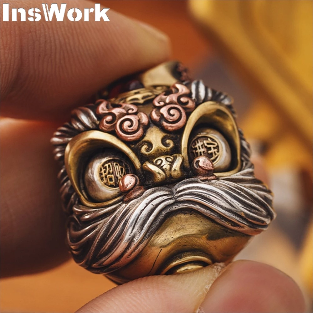 Original Lion Pendant Men\'s Chinese Style Mascot Pendant Decompression Winking Pendant EDC Gadgets