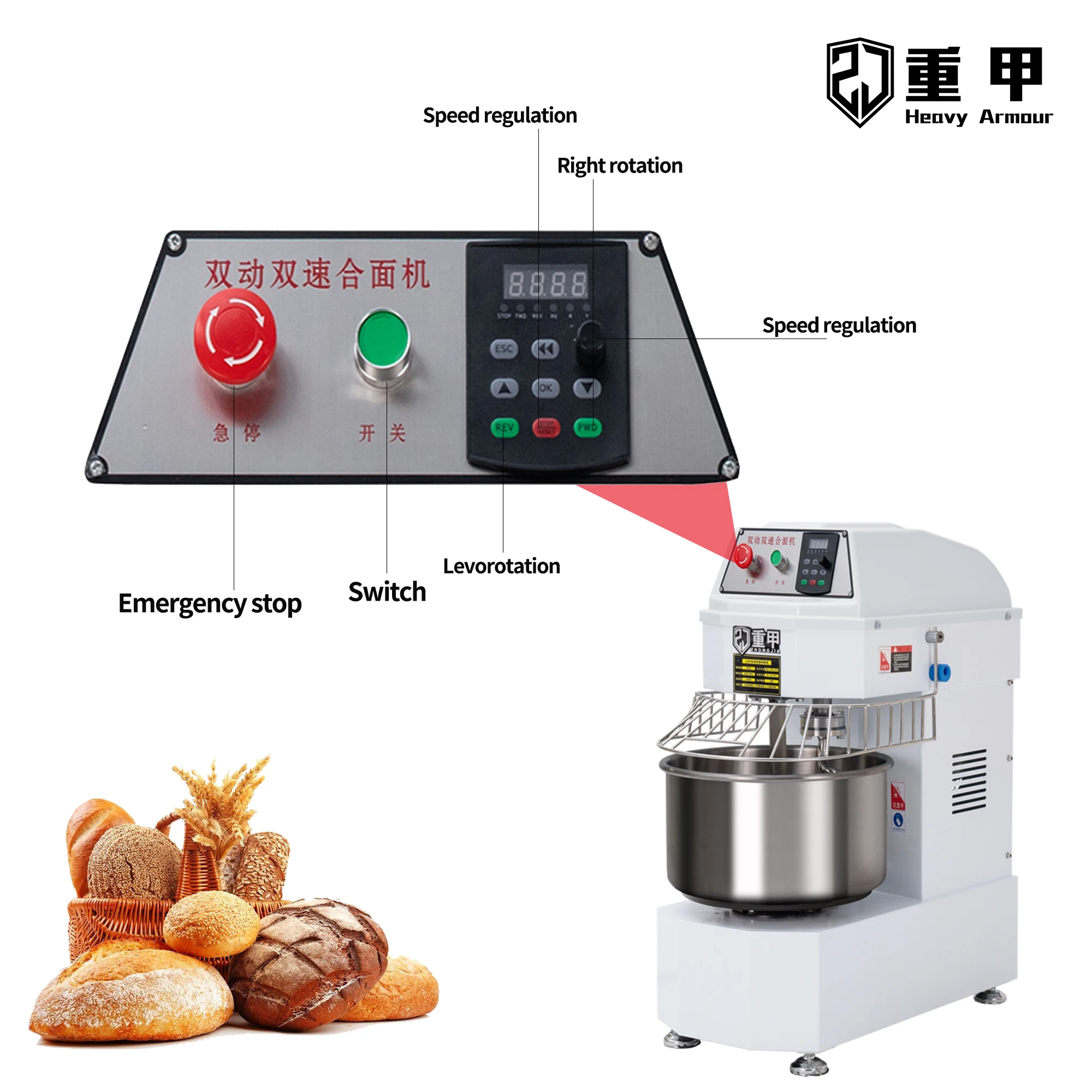 Wholesale New Food-grade Stainless Steel Spiral Dough Mixer High Efficiency 2-Speed Multi-Functional Bakery Equipment