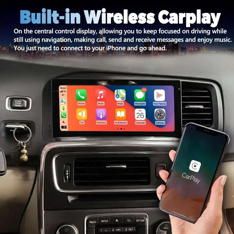 256GB أندرويد 14 راديو السيارة مشغل وسائط متعددة لفولفو S60 V60 2011 2019 الملاحة نظام تحديد المواقع Carplay 2din 8.8 "Qled وحدة رأس الشاشة #3