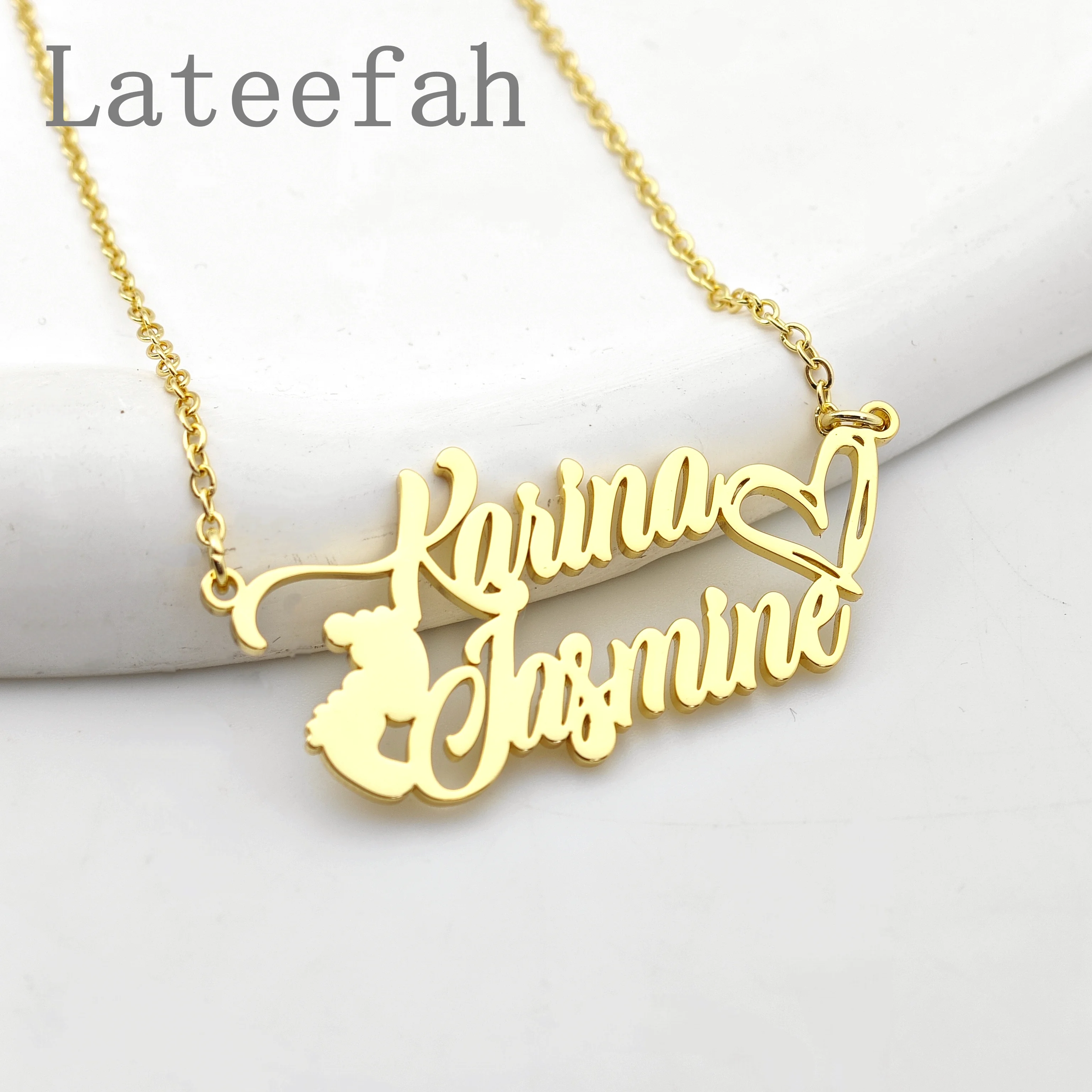 Lateefah Dainty Family Personalized Two Multiple Name Necklace Friendship Mother's Day Gift