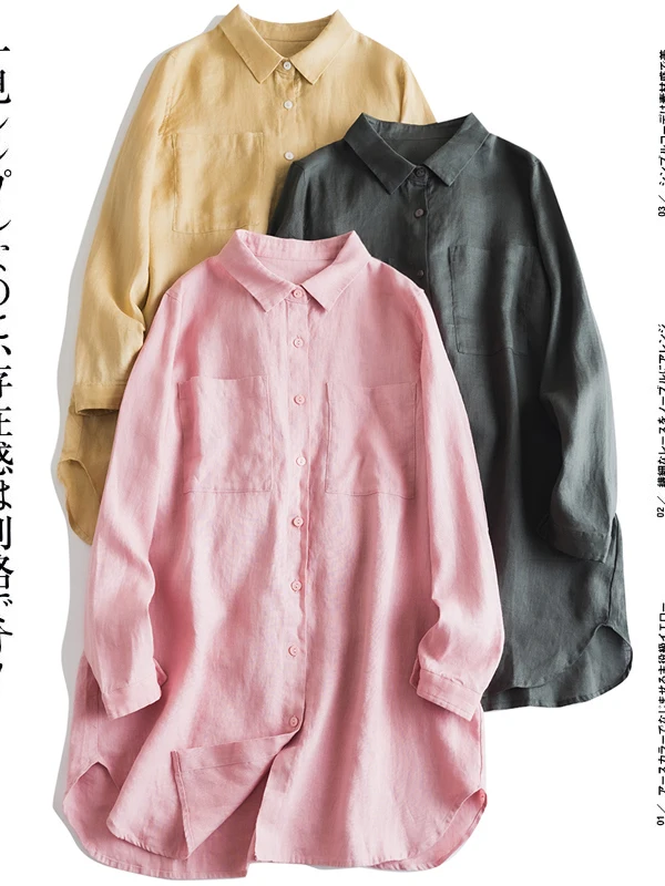 

Женская осенняя льняная тонкая верхняя одежда из хлопка и льна с воротником-стойкой средней длины, топ для поездок на работу, обычный све