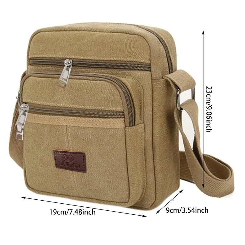 Multifunctional Men\'s Shoulder Bag Flap Solid Color Casual Messenger Canvas Travel Male Crossbody Bags