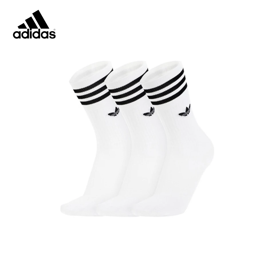 Original Adidas Sports Basketball Long Mid-tube Socks Men and Women with The Same White Couple Breathable Unisex Socks