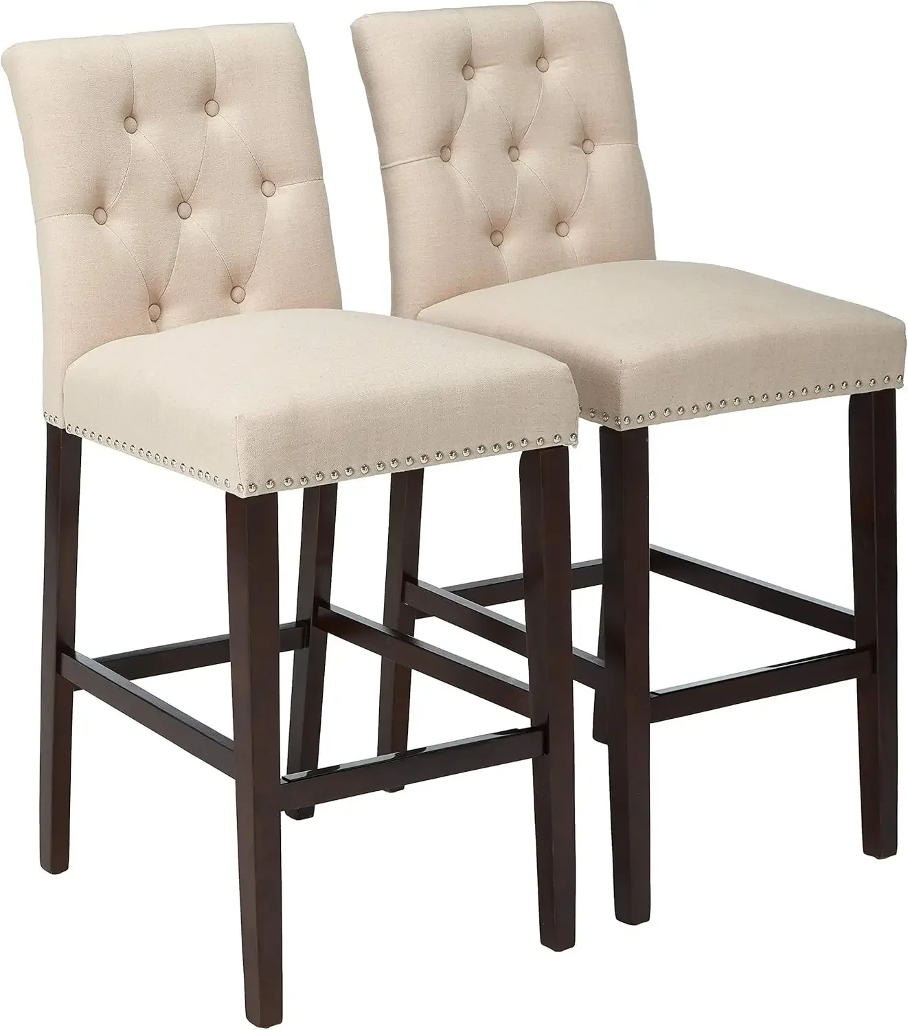 Home Collection Norah Beige and Espresso Barstool (Set of 2)