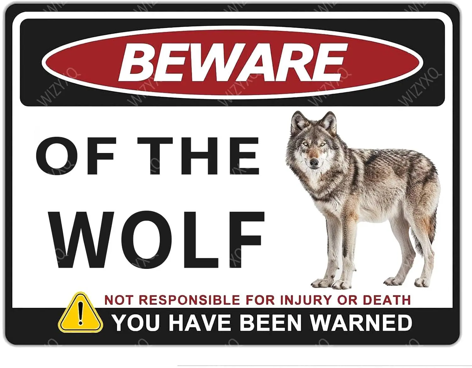 Metal Signs Beware Of The Wolf Sign Vintage Aluminum Tin Sign for Yard And Outside Garden Wall Decor 12x8 Inch