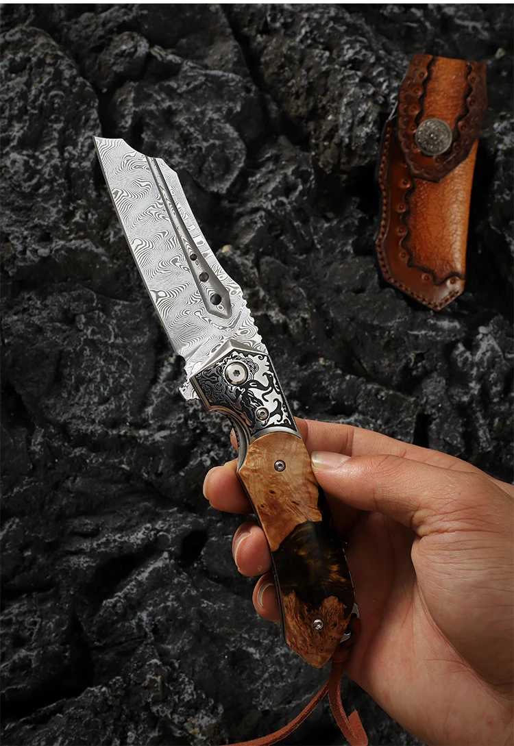 VG10 Damascus Steel Fixed Blade Tactical Hunting folding Knife Outdoor Camping Survival Tactics EDC Pocket Knife Defense tool