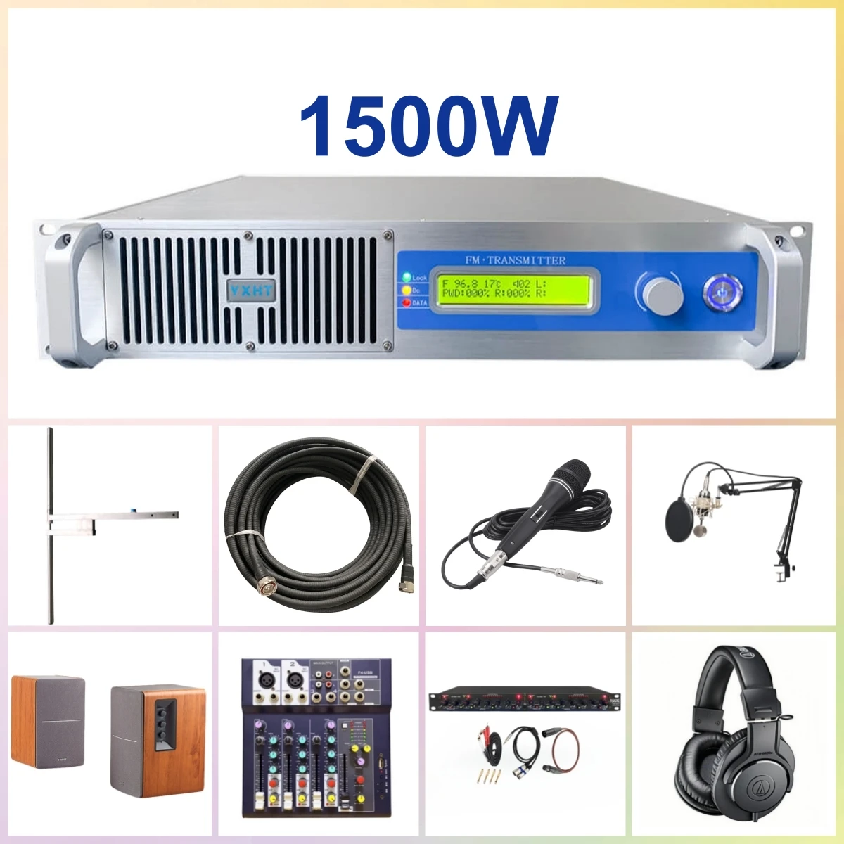 

1500W High Power FM Transmitter 87-108MHz YXHT-1 for Professional Radio Station with Complete Accessories