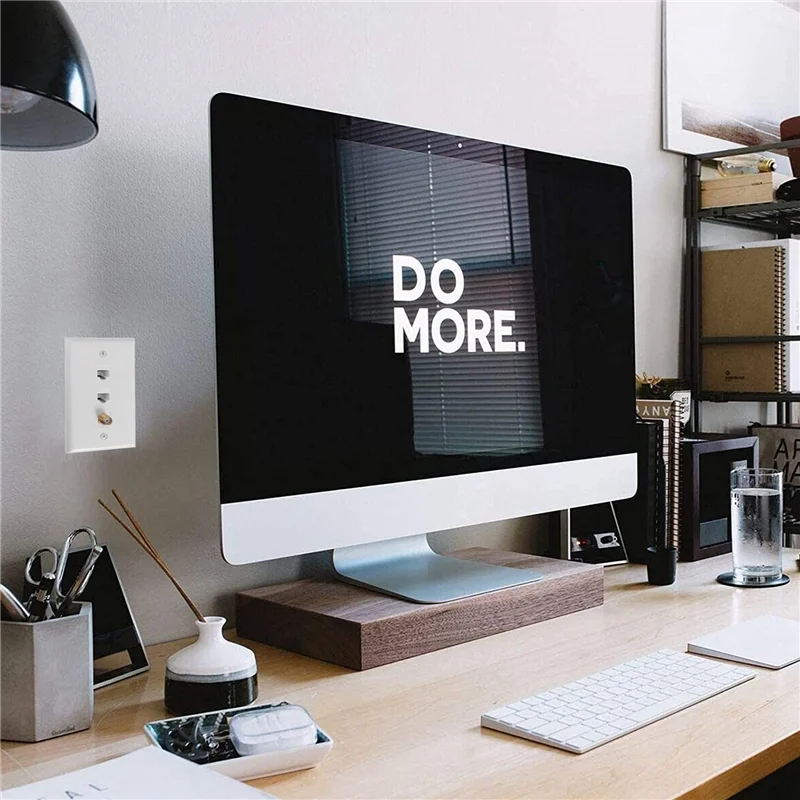 AED6-Ethernet Coax Wall Plate,2 Port Cat6 RJ45 Keystone And 1 Port F Type Connector Coax Keystone Female To Female Wall Plate