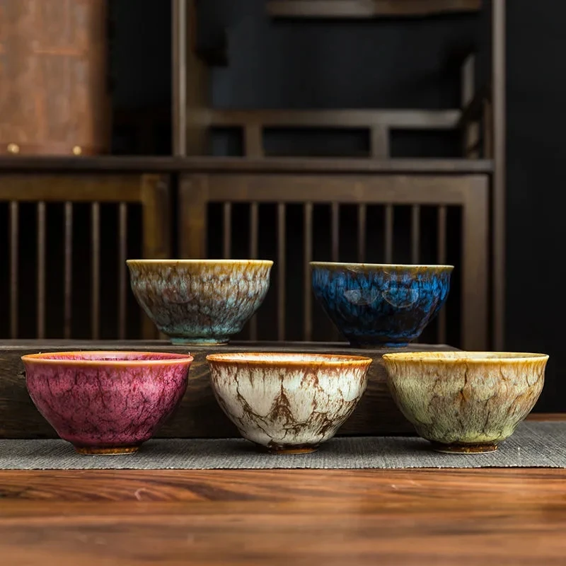 120ml Five Elements Kiln Change China Cups Ceramic Big Tea Cup Porcelain Kung Fu Cups Set Pottery Coffee Mug Tableware Cup