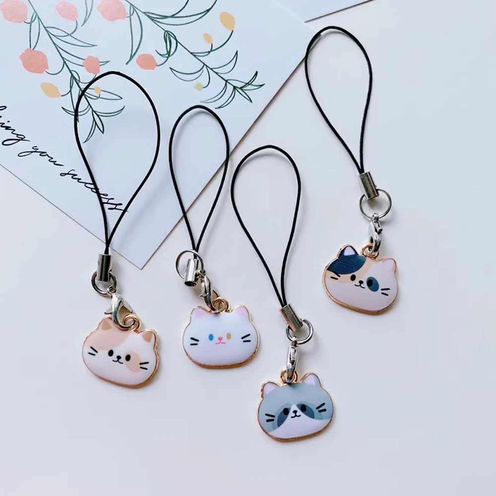 Super Cute Mini Cat Smart Phone Strap Lanyards for iPhone/Samsung Case Keys Chain Decorations Ornaments Phone Case Straps Charms