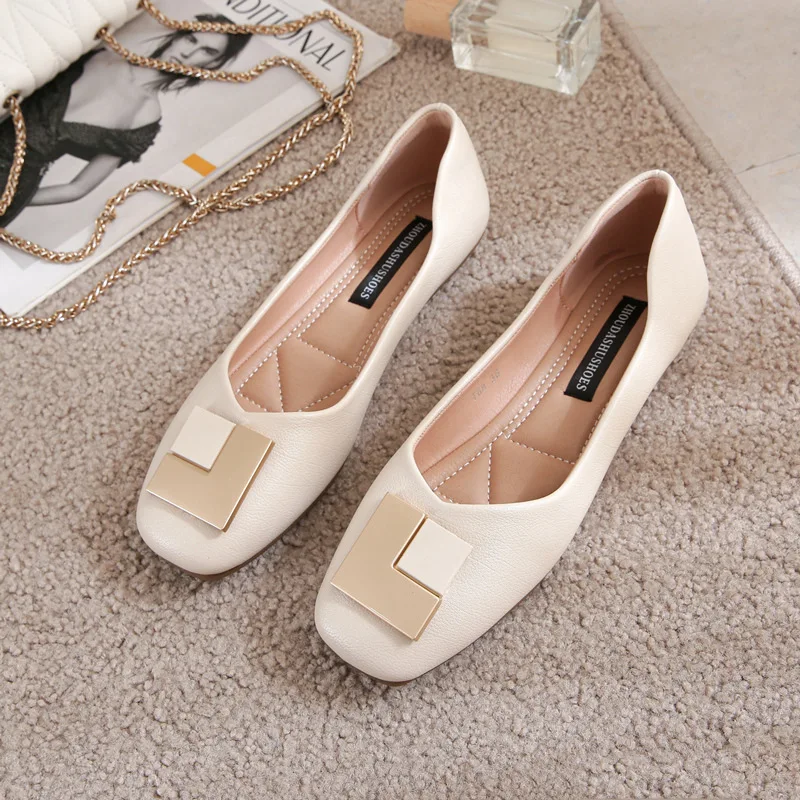 

Plus Size 33-43 Women Flats Low Heel Pumps Office Lady Basic Loafer Shoes Buckle Chain Soft Soles Slip on Girls Fashion A68