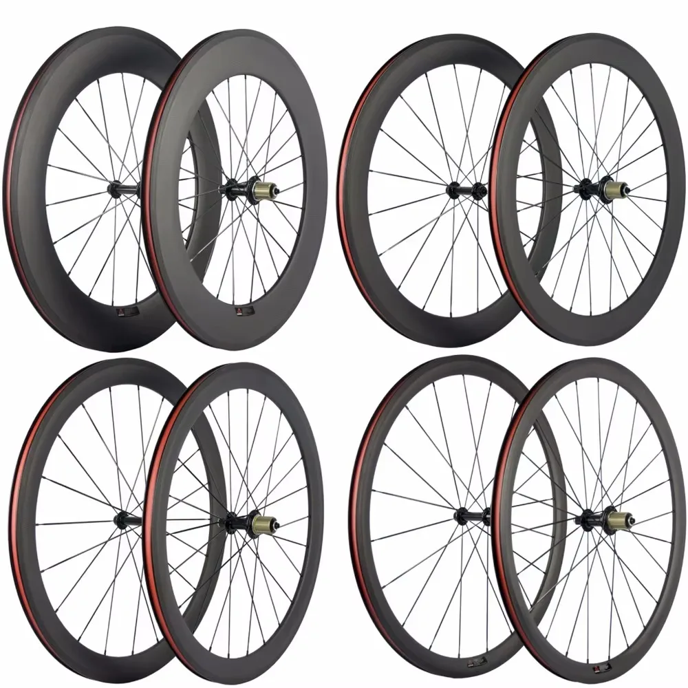 

Hot Sales 700C Carbon Bicycle Wheelset 38/50/60/88mm Carbon Clincher Wheels V Brake Road Bike Wheel