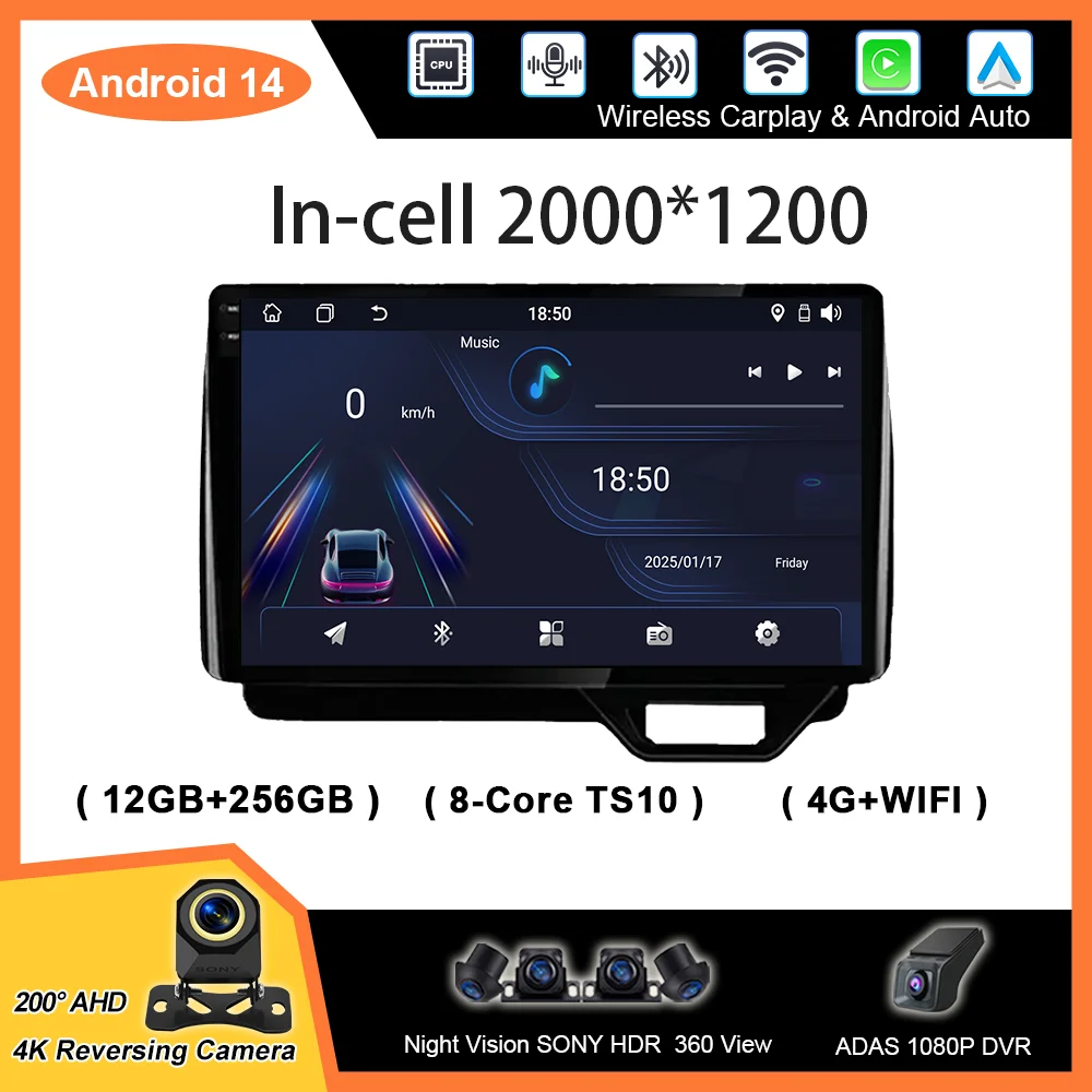

Автомобильный радиоприемник Carplay Android для Honda N-BOX II 2 JF3 4 2017-2021 Мультимиidia Видеоплеер QLED Экран 2din Стерео головное устройство