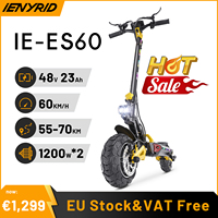 IENYRID ES60 Electric Scooter 2*1200W Dual Motor 48V 23Ah Battery 11-inch Tire 60 km/h Max Speed 70km Range Hydraulic Brake