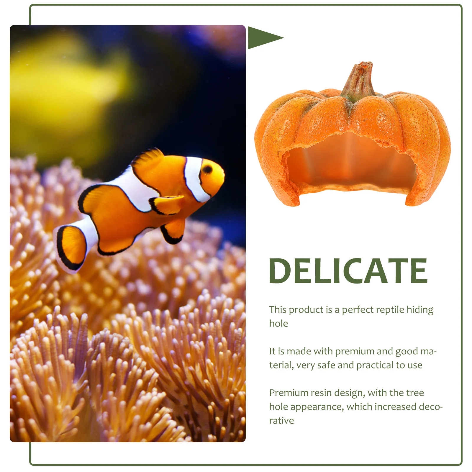 

Reptile Resin Pumpkin Cave Hideout Decoration for Snake Lizard Turtle Terrarium Ornament Snake Hide Reptile Cave