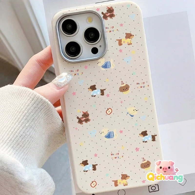 Polka Sausage Dog Phone Case For Samsung Galaxy A27 A37 A71 A51 M40s A31 A21s A50s A30s M10s A20s F02S M01s A11 PU Leather Cover