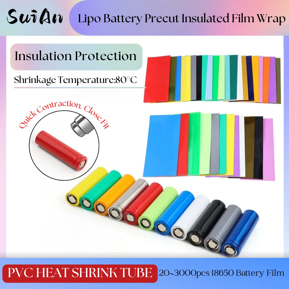 

18650 Battery Insulated Film PVC Heat Shrink Tube Film Precut Shrinkable Sleeve Tubing Protect Pipe Cover Batteries Wrap Case