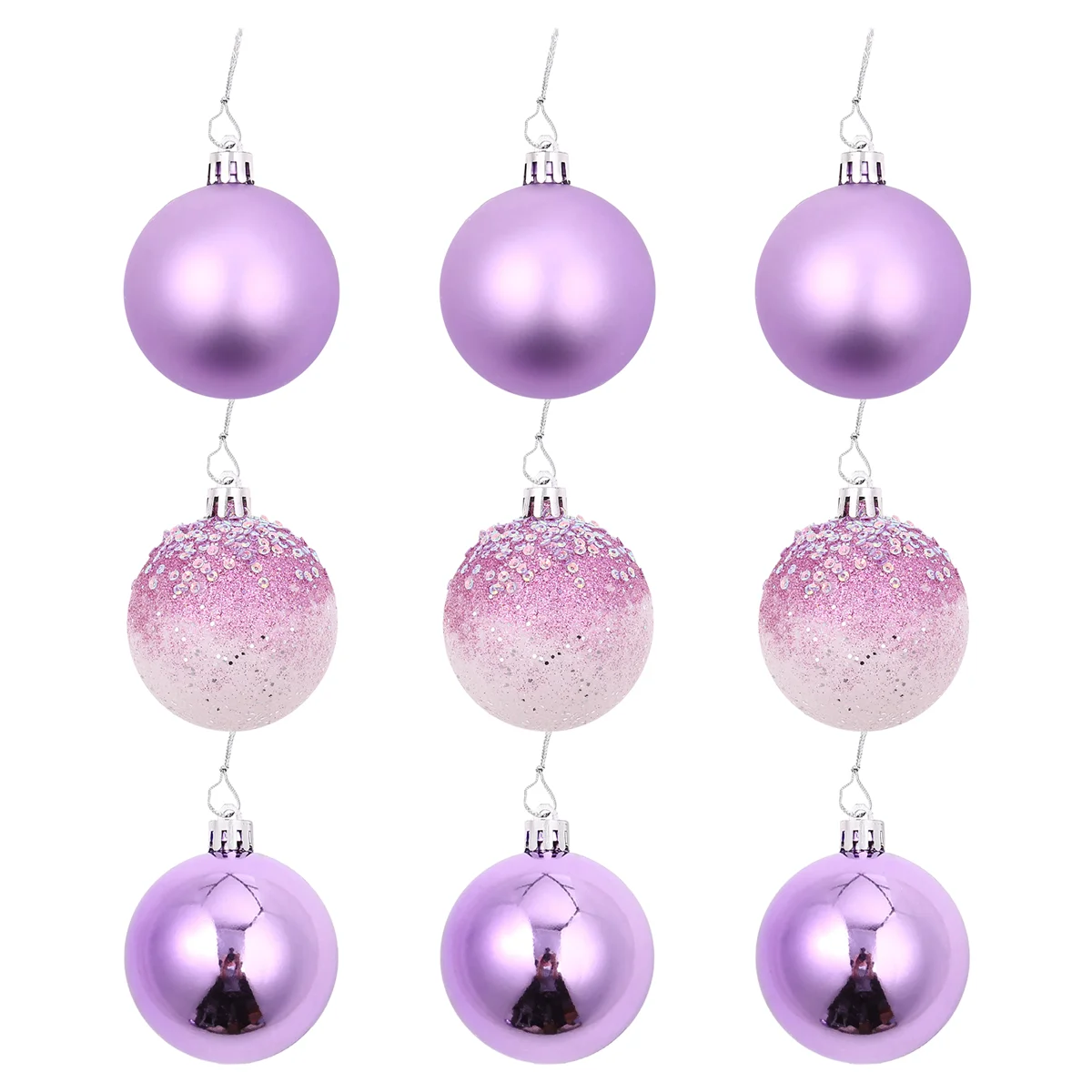 9 PCS Christmas Ball Ornaments xmas Tree Decorations Hanging Balls for Home New Year Party Decor - 2.36inch, Purple SQ