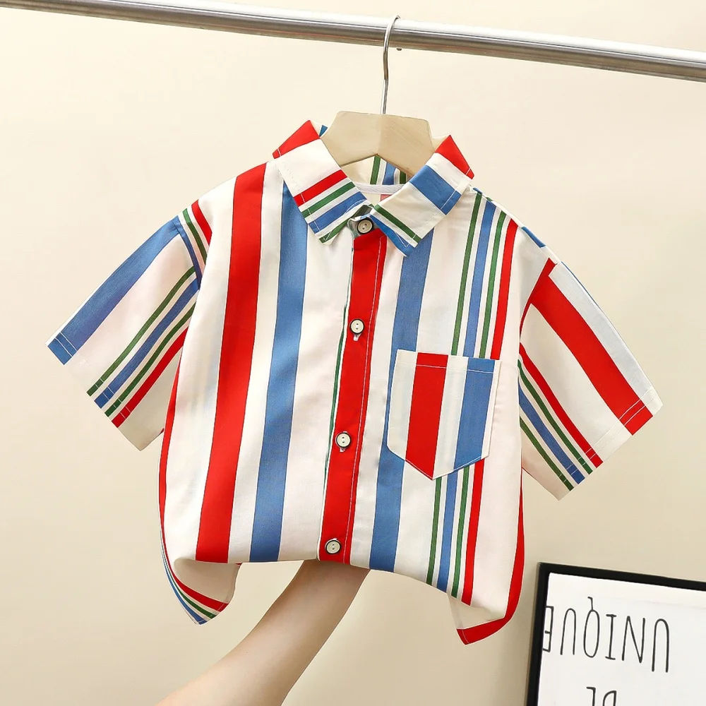 Children's Blouses Girl Clothes Summer Short Sleeve Boys Clothes Casual Button-Up Kids Shirt Fashion Streetwear Children Clothes