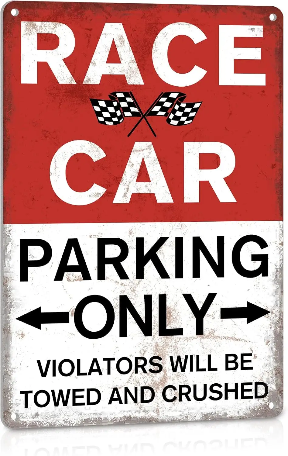 Race Car Parking Only Sign Vintage Room Decor for Boys Bedroom, Metal Tin Signs Men Garage Cars Wall Decorations 8x12 Inch