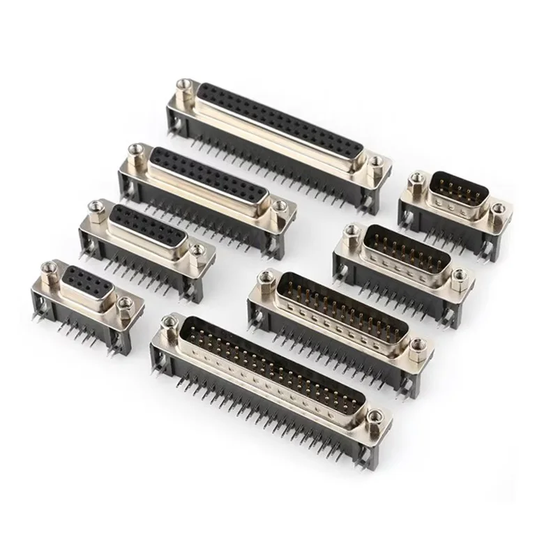 2pcs VGA bending foot female head Male DR9 /DR15/DR25/DR37 90 degree bending pin RS232 DB male base female base welding plate