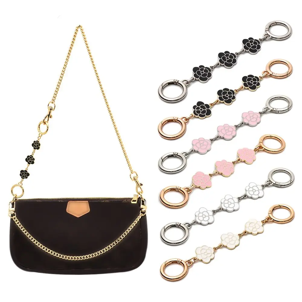 Hot Replacement Shoulder Bag Extender Chain Camellia Shape Hanging Strap Chain For Purse Clutch Handbag Hardware Bag Accessories