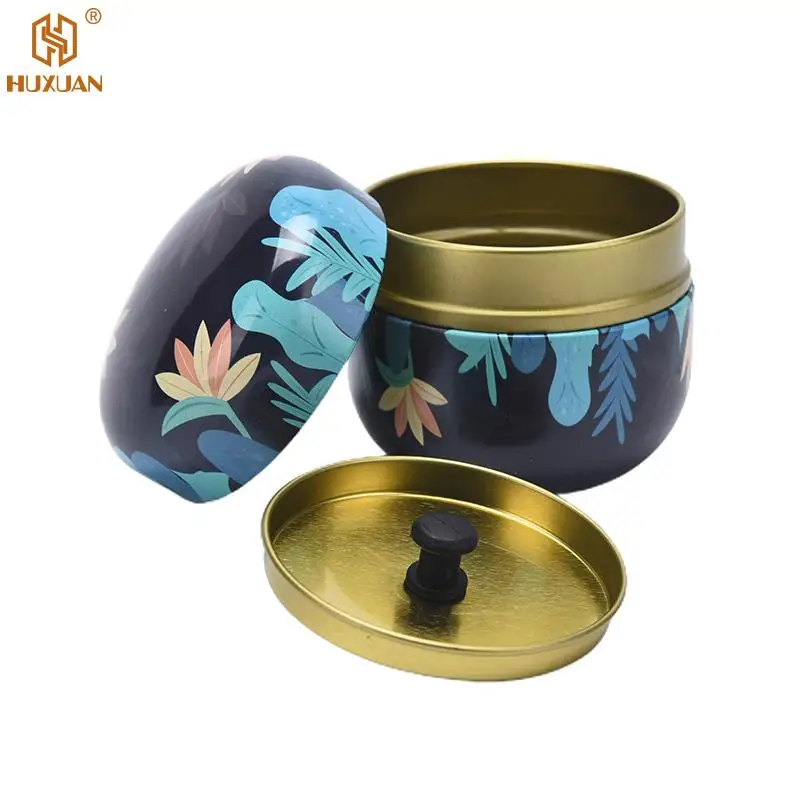 1PC Tea Containers Japanese-Style Herbal Small Candy Snacks round Cans Mini Portable Tinplate Cans Packing Box Multicolor