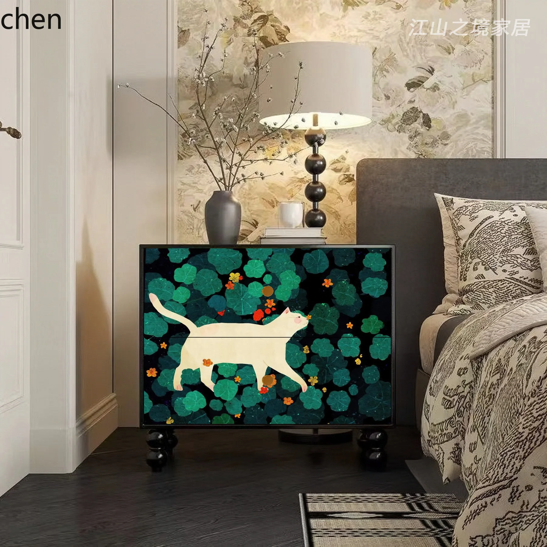 

ZML bedside table household bedroom modern simple creative all solid wood bedside cabinet