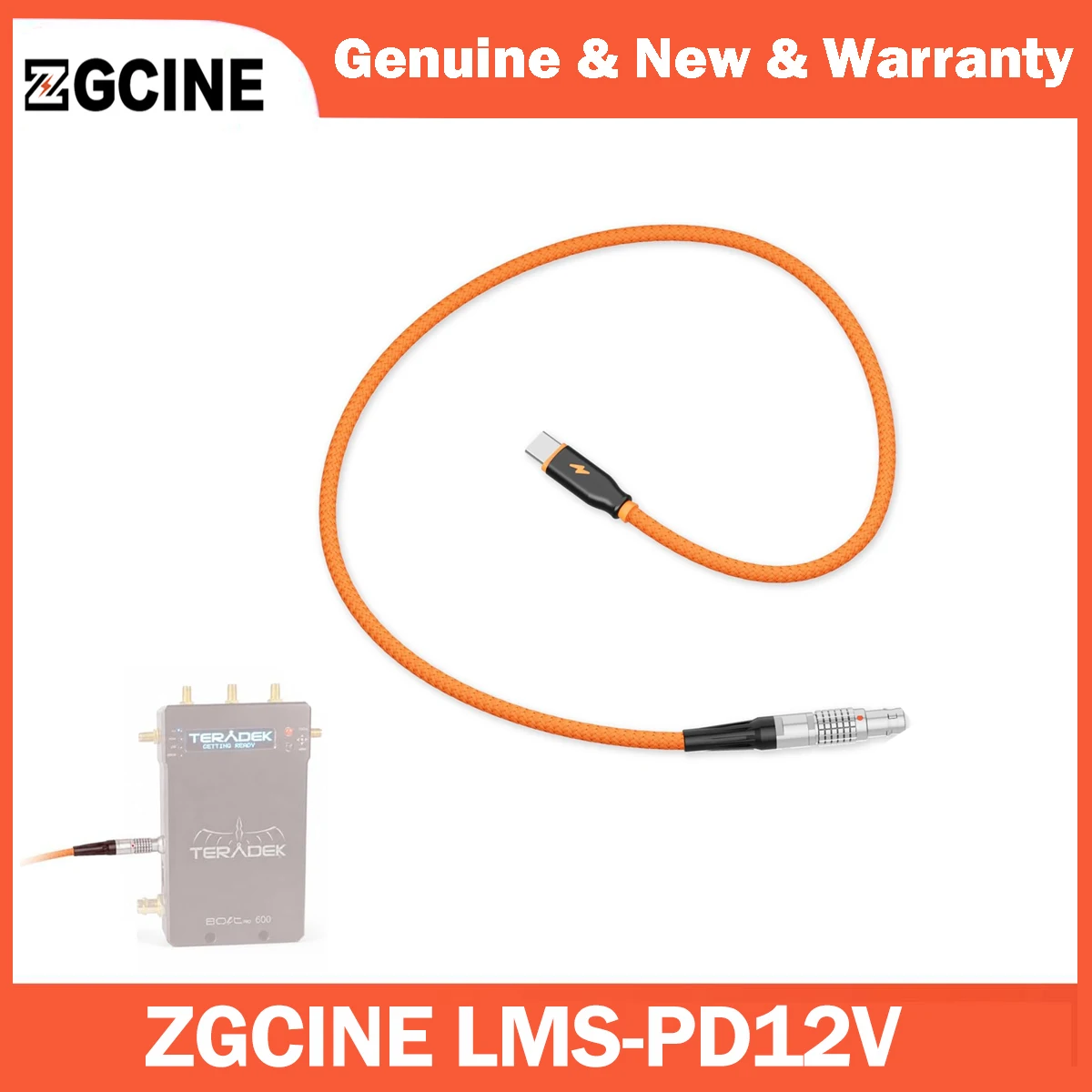 ZGCINE LMS-PD12V USB-C PD to 2-Pin LEMO Power Cable for Teradek, SmallHD