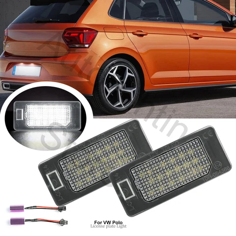 2 шт. светодиодных фонарей подсветки номерного знака для VW Polo Sedan 60 61 2009-2020, задний фонарь, Canbus, без ошибок, белый свет