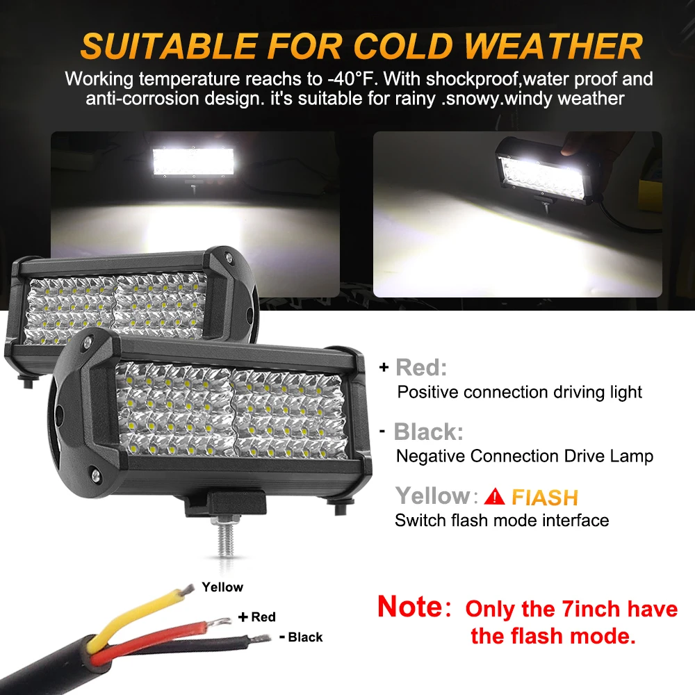 شريط إضاءة ليد سبوت فيضان كومبو للطرق الوعرة من NLpearl ، مصباح عمل لشاحنة 4x4 ، سيارة ، سيارات دفع رباعي ، قارب ، مصباح أمامي ليد ، وقي W