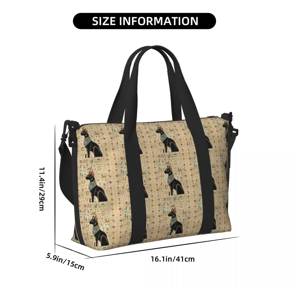 مخصص القط المصري حقيبة حمل على الشاطئ حقيبة المرأة اضافية كبيرة الصالة الرياضية تحمل على مصر الهيروغليفية حقائب تسوق السفر