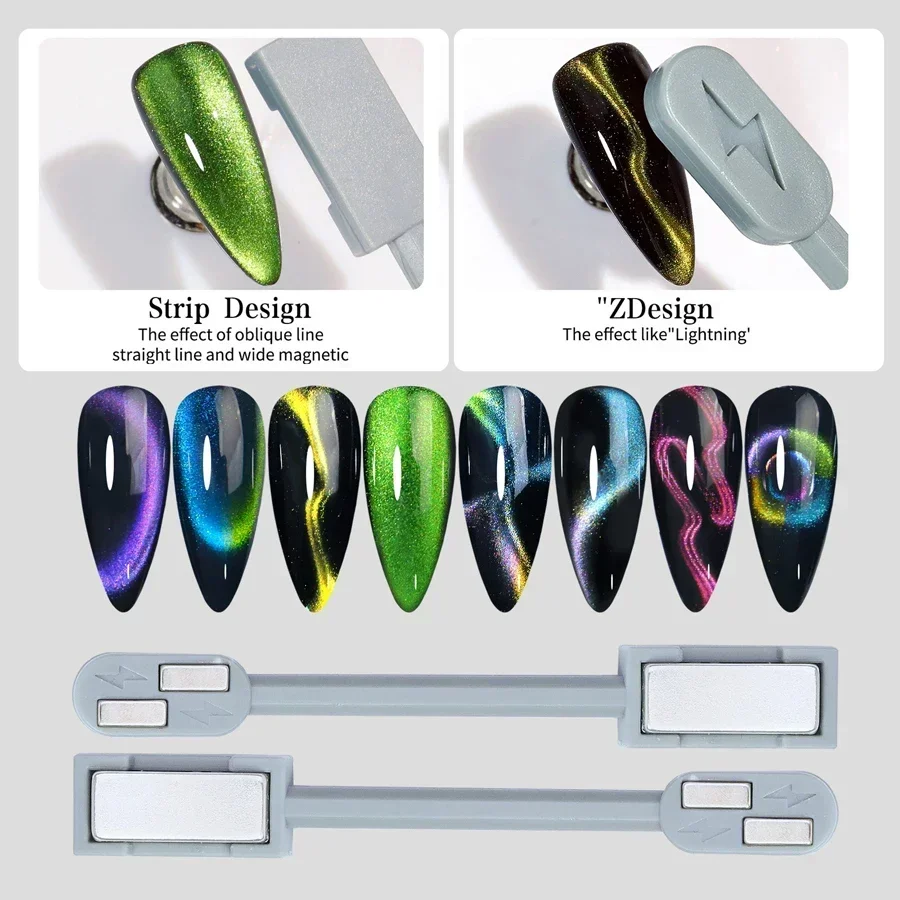 Dual-Ended Magnetic Nail Art Strip Tool Lightning Strong Cat Eye Design Gel Polish Creative Nail Art Magnet