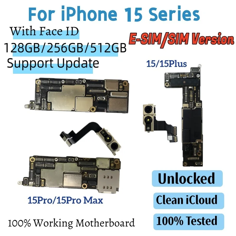 100% Unlocked Authentic For iPhone 15 Pro Max Motherboard 15Plus