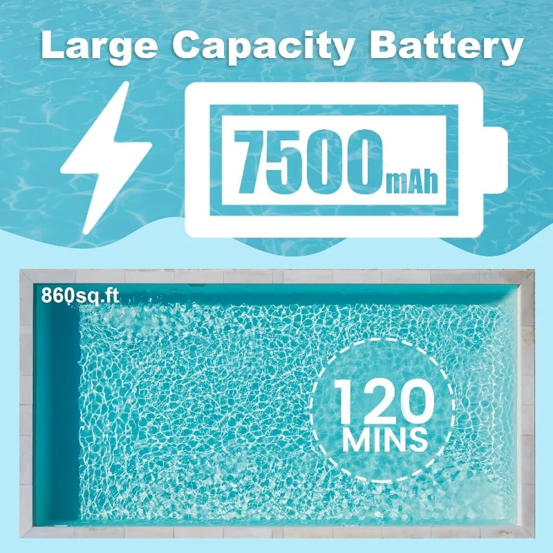 Kabelloser Roboter-Poolsauger – Poolreiniger für oberirdische/inirdische Pools – 7500-mAh-Akku hält 140 Minuten lang, selbstparkend